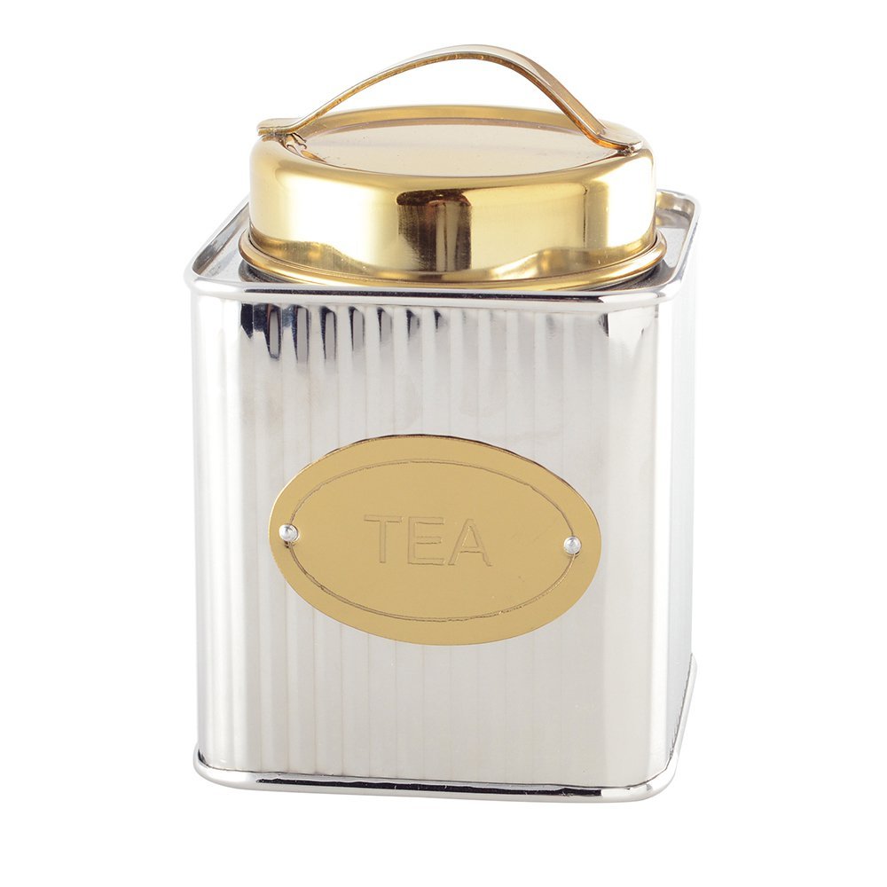 Silver & Gold Tea Box – Elegant Airtight Storag - CozyVibe.eu